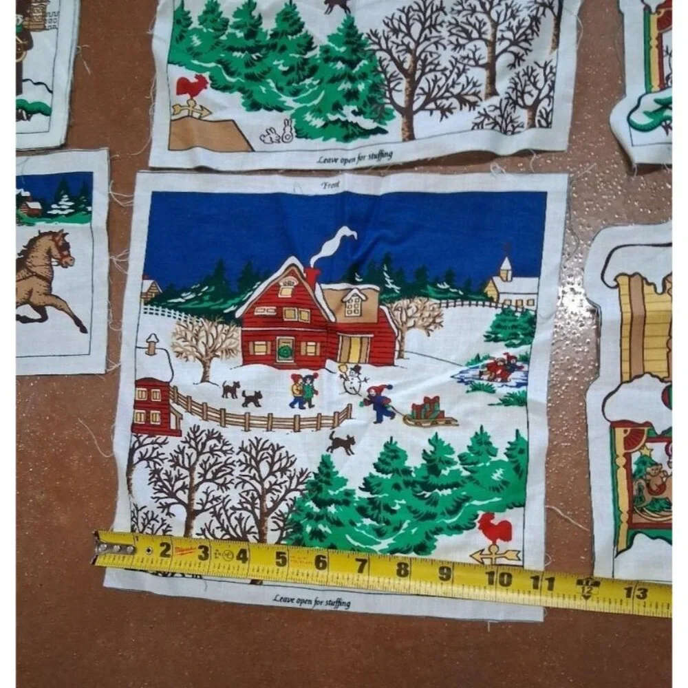 Vintage Hallmark Christmas Fabric Cut & Sew Panels For Stuffed Decorations Winte